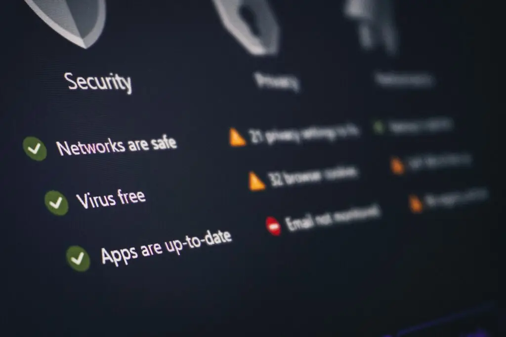 A black screen that displays information about a computer system being secure